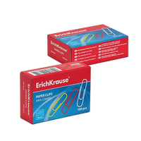 ErichKrause Caja 100 Clips recubiertos de vinilo Colores 28mm