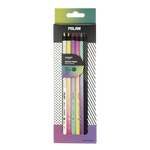 Milan Caja 6 Lápices de colores mina gruesa formato redondo Sunset madera negra