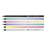 Milan Caja 6 Lápices de colores mina gruesa formato redondo Sunset madera negra