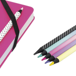 Milan Caja 6 Lápices de colores mina gruesa formato redondo Sunset madera negra