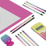 Milan Caja 6 Lápices de colores mina gruesa formato redondo Sunset madera negra