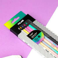 Milan Caja 6 Lápices de colores mina gruesa formato redondo Sunset madera negra Milan Caja 6 Lápices de colores mina gruesa formato redondo Sunset madera negra