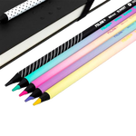 Milan Caja 6 Lápices de colores mina gruesa formato redondo Sunset madera negra