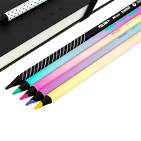 Milan Caja 6 Lápices de colores mina gruesa formato redondo Sunset madera negra Milan Caja 6 Lápices de colores mina gruesa formato redondo Sunset madera negra