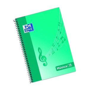 Oxford Cuaderno de Musica Espiral Formato Folio 20 Hojas  15 Pentagramas Interlineado de 2mm Tapa Blanda Color Ice Mint