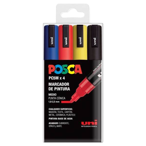 Rotuladores UniBall Posca Estuche 4 marcadores PC5M BASIC 182634681 Rotuladores UniBall Posca Estuche 4 marcadores PC5M BASIC 182634681