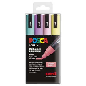 Rotuladores UniBall Posca Estuche 4 marcadores PC5M Pastel 182634811 Rotuladores UniBall Posca Estuche 4 marcadores PC5M Pastel 182634811