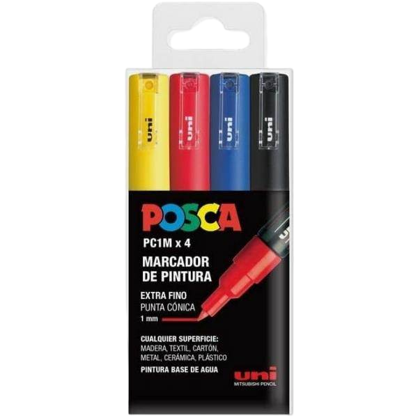 Rotuladores UniBall Posca Estuche 4 marcadores PC1M Basic 182634668 Rotuladores UniBall Posca Estuche 4 marcadores PC1M Basic 182634668