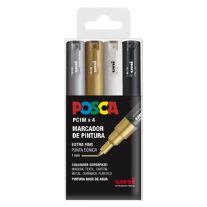 Rotuladores UniBall Posca Estuche 4 marcadores PC1M GSWB 182634669 Rotuladores UniBall Posca Estuche 4 marcadores PC1M GSWB 182634669
