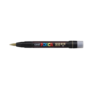 Posca PCF350 Marcador de Pintura Base al Agua  Punta Acrilica Estilo Pincel  Resistente a la Luz  No Permanente  Ideal para Carteleria y Decoracion  Color Oro