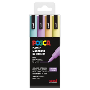 Rotuladores UbiBall Posca Estuche 4 marcadores PC3M Punta Conica 0913mm Colores Surtidos Pastel Rotuladores UbiBall Posca Estuche 4 marcadores PC3M Punta Conica 0913mm Colores Surtidos Pastel
