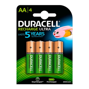 Duracell Pilas Recargables Recharge Ultra AA 2500mAh 4 uds
