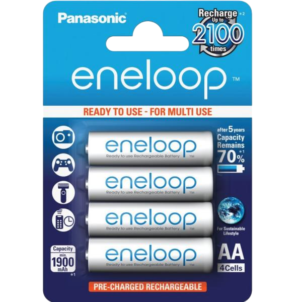 Panasonic Eneloop AA 1900mAh NiMH Pack 4 Pilas recargables Panasonic Eneloop AA 1900mAh NiMH Pack 4 Pilas recargables