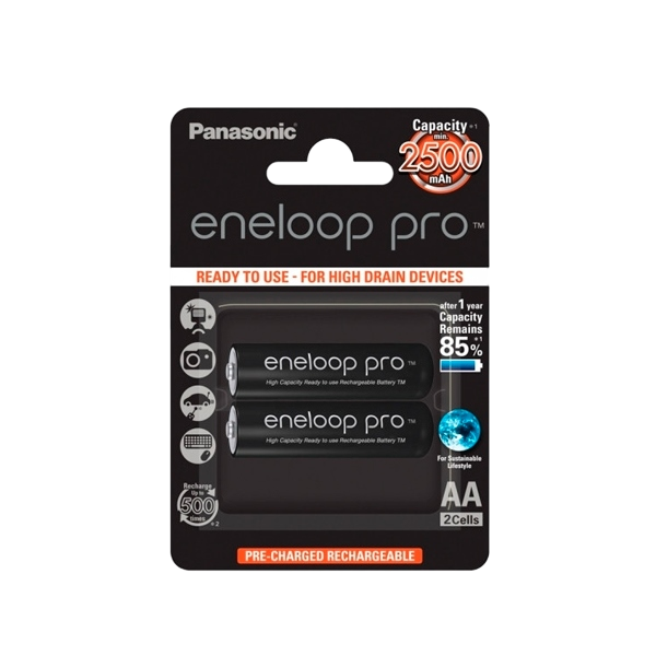 Panasonic Eneloop Pro Mignon AA 2500mAh x2  Pilas Panasonic Eneloop Pro Mignon AA 2500mAh x2  Pilas