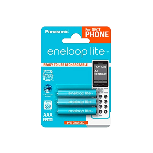 Panasonic Eneloop Lite DECT AAA 550mAh x3 Pilas Panasonic Eneloop Lite DECT AAA 550mAh x3 Pilas