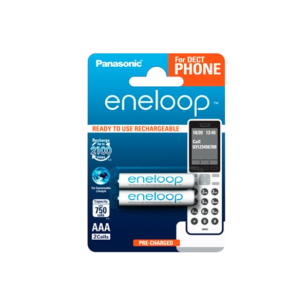 Panasonic Eneloop AAA 750mAh DECT x2 Pilas Panasonic Eneloop AAA 750mAh DECT x2 Pilas