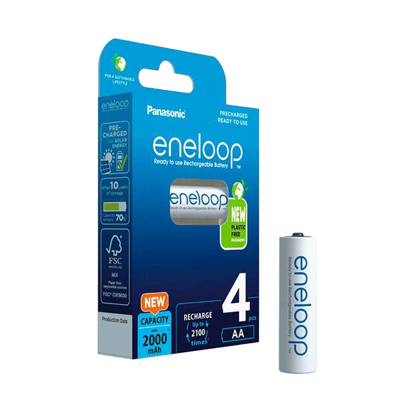Panasonic Eneloop AA Pack de 4 pilas 2000mAh Pilas Recargables NIMH Panasonic Eneloop AA Pack de 4 pilas 2000mAh Pilas Recargables NIMH