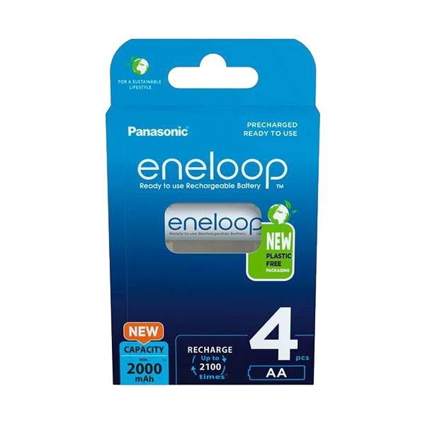 Panasonic Eneloop AA Pack de 4 pilas 2000mAh Pilas Recargables NIMH Panasonic Eneloop AA Pack de 4 pilas 2000mAh Pilas Recargables NIMH