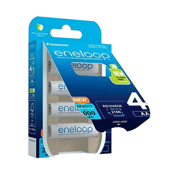 Panasonic Eneloop AA Pack de 4 pilas 2000mAh Pilas Recargables NIMH Panasonic Eneloop AA Pack de 4 pilas 2000mAh Pilas Recargables NIMH
