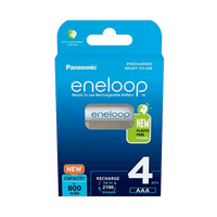 Panasonic Eneloop AAA  Pack de 4 pilas 800mAh  Pilas Recargables NIMH