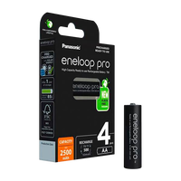 Panasonic Eneloop Pro AA  Pack de 4 pilas 2500mAh  Pilas Recargables NIMH