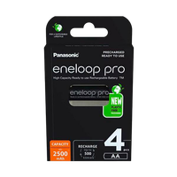 Panasonic Eneloop Pro AA  Pack de 4 pilas 2500mAh  Pilas Recargables NIMH
