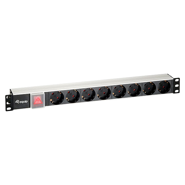 Equip 8 tomas DIN aluminio para rack 19 1U  Regleta Equip 8 tomas DIN aluminio para rack 19 1U  Regleta