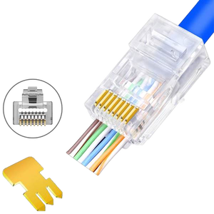 Conector RJ45 CAT6 CAT5E CAT5 tipo 8p8c UTP con orificio pasa cables Conector RJ45 CAT6 CAT5E CAT5 tipo 8p8c UTP con orificio pasa cables