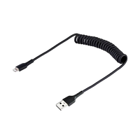 StarTechcom Cable 50cm USB a Lightning Rizado MFi Negro Carga de iPhone