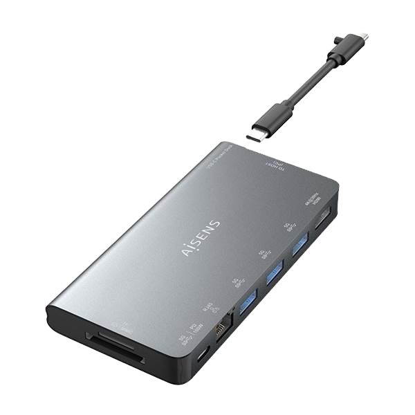 Aisens ASUC8P015GR  Dock 8 en 1  USBC a HDMI  RJ45  3x USBA  USBC  SD  Micro SD  Gris  10cm  Docking Station Aisens ASUC8P015GR  Dock 8 en 1  USBC a HDMI  RJ45  3x USBA  USBC  SD  Micro SD  Gris  10cm  Docking Station