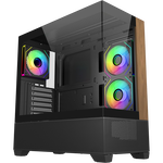 Cooler Master Elite 690 Wood Negro | Caja ATX ARGB Mid Tower Cristal Panorámico Doble Cámara USB-C