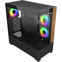 Cooler Master Elite 690 Wood Negro  Caja ATX ARGB Mid Tower Cristal Panorámico Doble Cámara USBC