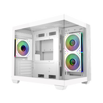 Cooler Master Elite 481 Wood ARGB | Caja mATX Mini Tower Blanca Cristal Templado Doble Cámara USB-C