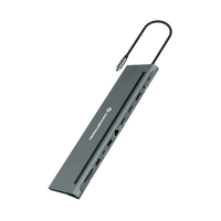 Conceptronic DONN17G 12-in-1 USB 3.2 Gen 1 Triple 4K Display, 100W USB PD, HDMI x 2, DisplayPort, Gigabit LAN, USB-A 3.0 x 2, USB-A 2.0, USB-C Data, SD, TF/MicroSD, Audio - Docking Station