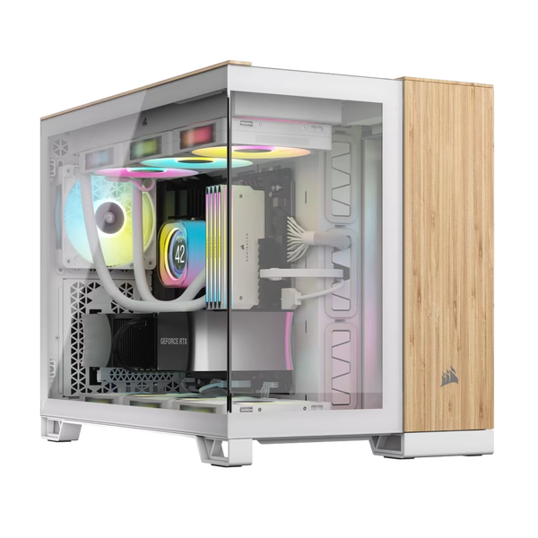 Corsair 2500x Doble  Caja MATX Cristal templado Blanco  Bambú Corsair 2500x Doble  Caja MATX Cristal templado Blanco  Bambú