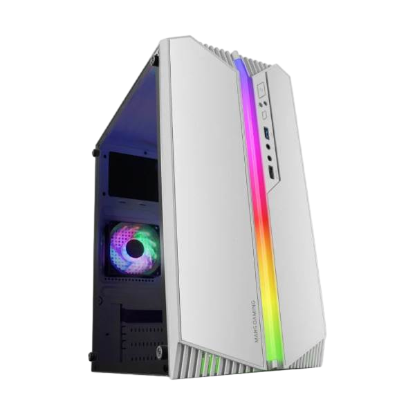 Mars Gaming MCS1 ARGB  Caja MicroATX Cristal Templado Blanca Mars Gaming MCS1 ARGB  Caja MicroATX Cristal Templado Blanca