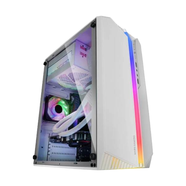 Mars Gaming MCS1 ARGB  Caja MicroATX Cristal Templado Blanca Mars Gaming MCS1 ARGB  Caja MicroATX Cristal Templado Blanca