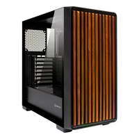 Unykach Revelat Madeira Black | Caja ATX Lateral de Vidrio Templado y Frontal con Listones de Madera Natura - USB-C y Audio HD - Soporta Refrigeracion Liquida