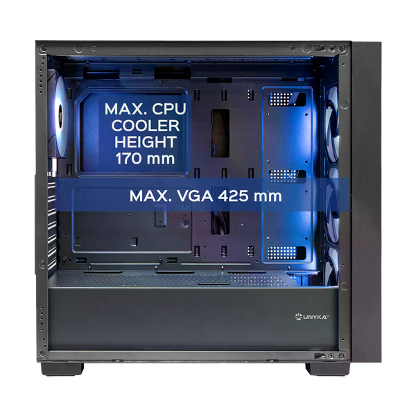 Unykach Revelat Mesh Black Caja ATX Caja ATX Frontal Mesh y Lateral de Vidrio Templado USBC y Audio HD Soporta Refrigeracion Liquida Unykach Revelat Mesh Black Caja ATX Caja ATX Frontal Mesh y Lateral de Vidrio Templado USBC y Audio HD Soporta Refrigeracion Liquida