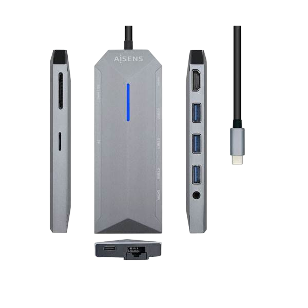 Aisens ASUC9P001GR  HDMI  3x USB  RJ45  Audio  Lector Tarjetas  USBC  MicroSD  USB Dock Aisens ASUC9P001GR  HDMI  3x USB  RJ45  Audio  Lector Tarjetas  USBC  MicroSD  USB Dock