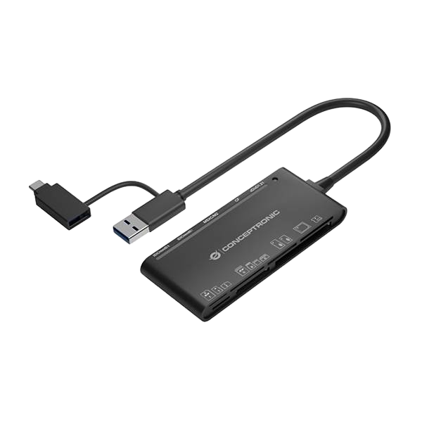 Conceptronic BIAN03B 7in1 USB 30 Card Reader 2in1 USBC USBA Cable SDSDHCSDXC x 2 Micro SDTFlash MMC MS M2 CF Xd Adaptador USB Conceptronic BIAN03B 7in1 USB 30 Card Reader 2in1 USBC USBA Cable SDSDHCSDXC x 2 Micro SDTFlash MMC MS M2 CF Xd Adaptador USB