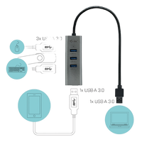 ITec USB 30 HUB 4 Puertos Metal  Adaptador