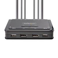 StarTechcom Switch Conmutador KVM de 2 Puertos para 2 Monitores DisplayPort 4K 60Hz Cables USBA DP Audio de 15 m Integrados  Alimentado por el Bus