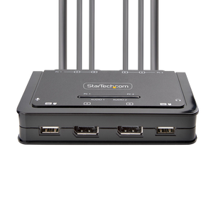 StarTechcom Switch Conmutador KVM de 2 Puertos para 2 Monitores DisplayPort 4K 60Hz Cables USBA DP Audio de 15 m Integrados Alimentado por el Bus StarTechcom Switch Conmutador KVM de 2 Puertos para 2 Monitores DisplayPort 4K 60Hz Cables USBA DP Audio de 15 m Integrados Alimentado por el Bus