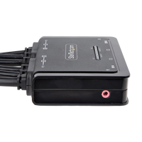 StarTechcom Switch Conmutador KVM de 2 Puertos para 2 Monitores DisplayPort 4K 60Hz Cables USBA DP Audio de 15 m Integrados  Alimentado por el Bus