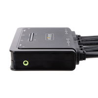 StarTechcom Switch Conmutador KVM de 2 Puertos para 2 Monitores DisplayPort 4K 60Hz Cables USBA DP Audio de 15 m Integrados  Alimentado por el Bus