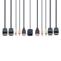 StarTechcom Switch Conmutador KVM de 2 Puertos para 2 Monitores DisplayPort 4K 60Hz Cables USBA DP Audio de 15 m Integrados  Alimentado por el Bus