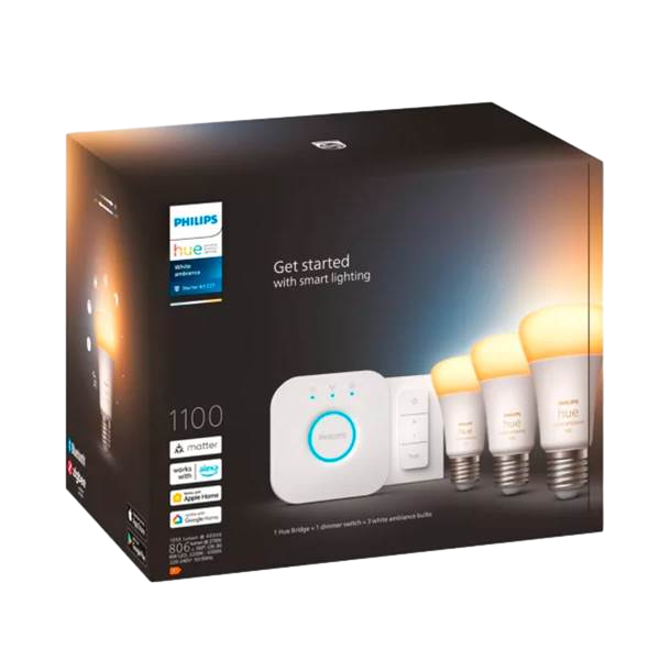 Philips Hue Blanco 2200K6500K A60 E27 95W Pack 3 Bombilla Inteligente Philips Hue Blanco 2200K6500K A60 E27 95W Pack 3 Bombilla Inteligente