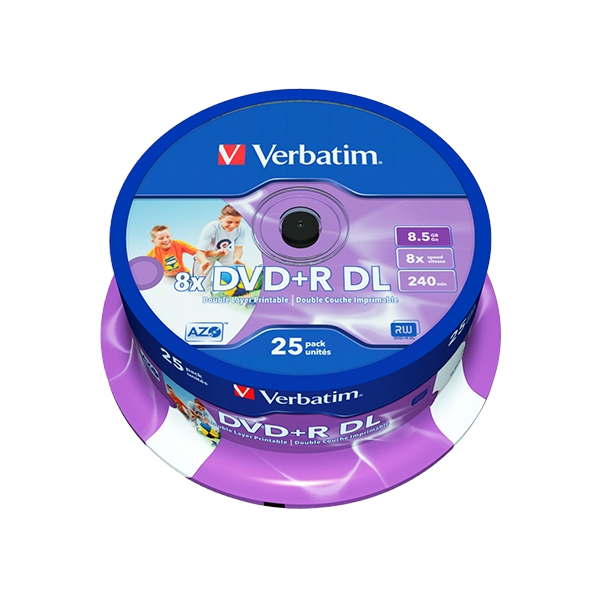 Verbatim DVDR Doble Capa 8x Bobina w25u 85GB DVD Verbatim DVDR Doble Capa 8x Bobina w25u 85GB DVD
