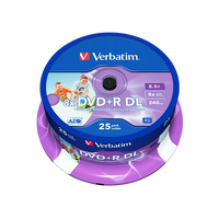 Verbatim DVDR Doble Capa 8x Bobina w25u 85GB DVD Verbatim DVDR Doble Capa 8x Bobina w25u 85GB DVD